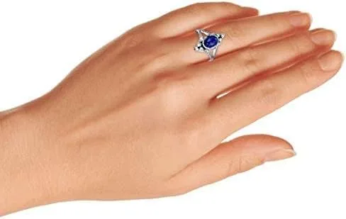 Vista 6 de Anillo de piedra lunar de lapislázuli estilo balinés estilo balinés ovalado para mujer, plata de ley 925