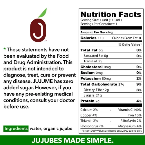 Vista 11 de JUJUME California Grown Superfood Elixir Concentrado de extracto líquido de azufaifo orgánico Cero azúcar añadido Nutracéutico natural
