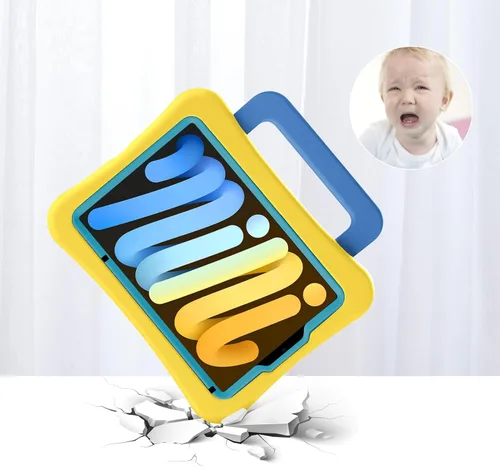 Vista 20 de Funda para Niños para iPad mini 7 (A17 Pro) 2024/iPad Mini6 2021, Peso Ligero Resistente/A Prueba de Golpes/A Prueba de Caídas con Asa/Soporte