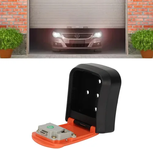 Vista 4 de Caja de seguridad con cerradura de llave de 4 dígitos, caja de bloqueo de combinación de 4 dígitos, portátil, para almacenamiento de llaves, montaje