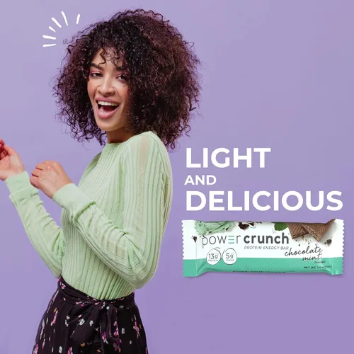 Vista 4 de Barritas de proteína Power Crunch, paquete surtido, en 6 sabores, barras de 1,4 onzas (30 unidades). Snacks altos en proteínas con delicioso sabor