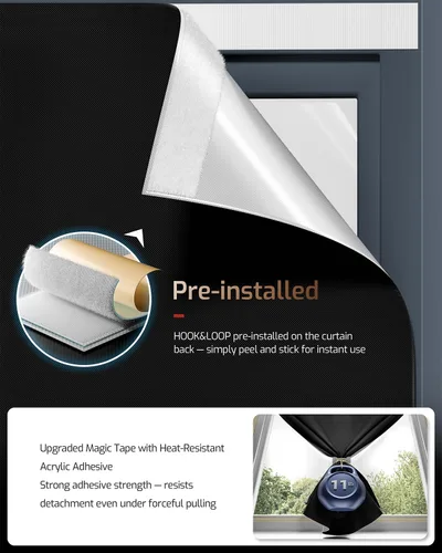 Vista 3 de Cortinas opacas portátiles de 17 x 36 pulgadas para dormitorio, cubierta de ventana 100% opaca (se adapta a ventanas de 17 a 48 pulgadas de ancho)
