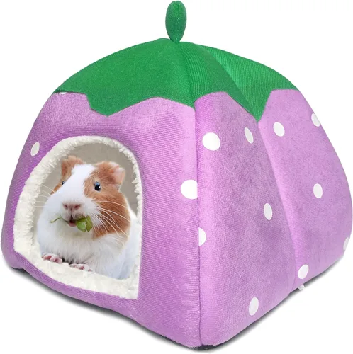 Vista 15 de Cama de conejillo de indias, casa de conejo enano, accesorios para cueva, acogedor escondite para conejito, erizo, hurón, chinchilla y otros Rosa
