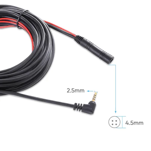 Vista 2 de Cable de cámara trasera para cámara de salpicadero, cable de enchufe macho de 4 pines a 0.098 in para cámara de espejo retrovisor, cable de repuesto
