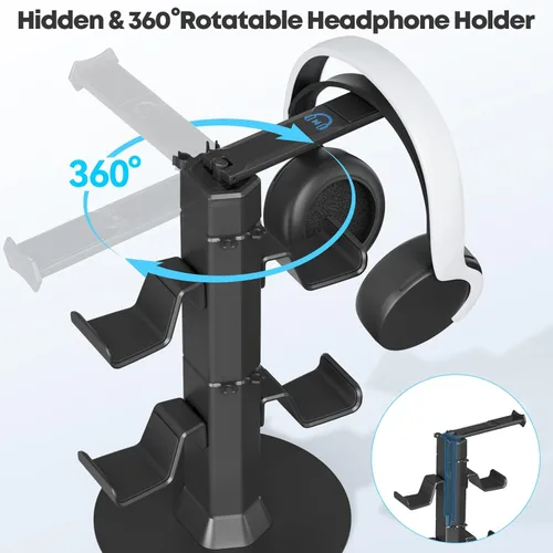 Vista 2 de Serie de soporte para auriculares y controlador (negro, 2 niveles)