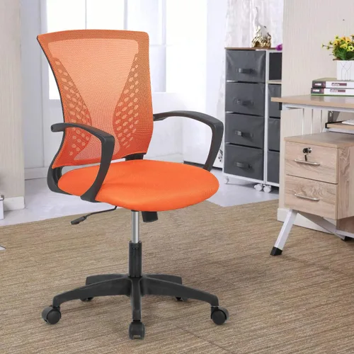 Silla ejecutiva ergonómica de computadora, malla negra con ruedas y respaldo lumbar reposabrazos y ajustable para hombres y mujeres