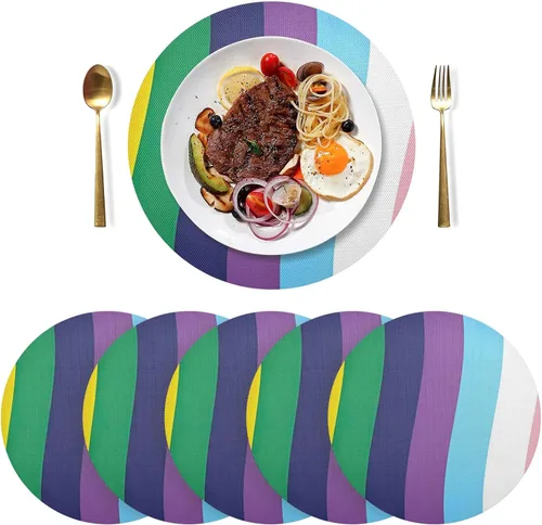 Vista 30 de Agender Pride Flag Round Placemats 15 Inch Seasonal Table Mats Decorative Table Mats for Home Kitchen Holiday Decoration