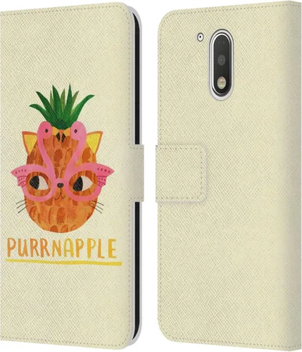 Vista 12 de Head Case Designs Officially Licensed Planet Cat Avocato Puns Leather Book Wallet Case Cover Compatible with Motorola Moto G41