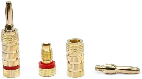 Vista 6 de Monoprice Paquete de cables de altavoz plano de cobre puro y conectores tipo banana chapados en oro