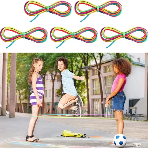 Gejoy 5 piezas de cuerdas de salto chinas coloridas cuerda elástica de goma giratoria juego de fitness para jugar al aire libre en interiores y
