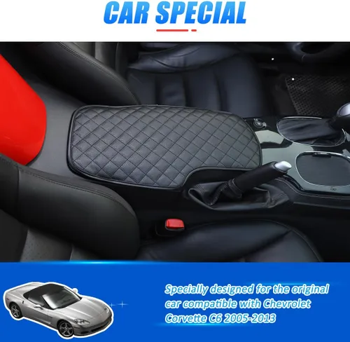 Vista 3 de Almohadilla de consola central de automóvil para Chevrolet Corvette C6 2005-2013, funda de reposabrazos de automóvil, cojín de cuero, impermeable