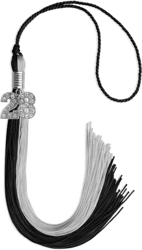 Vista 69 de Endea Graduation Borla de doble color con dije de plata brillante (negro/oro antiguo, 2025)