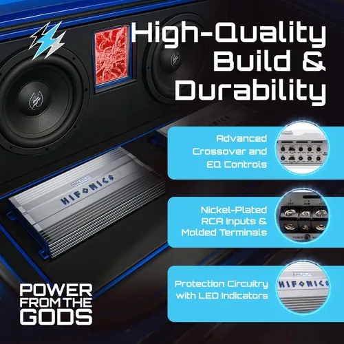 Vista 3 de Hifonics BG-3300.1D Brutus Gamma Monoblock Super D Clase 3300 W Sistema de Sonido de Audio para Coche Subwoofer Altavoz Amplificador con Botón