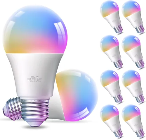 Vista 10 de TJOY Paquete de 4 bombillas inteligentes, Bluetooth WiFi LED funciona con Alexa y Google Assistant, bombillas RGB que cambian
