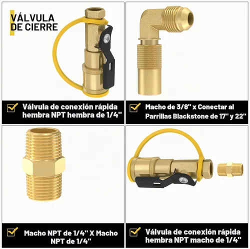 Vista 3 de Manguera de propano de conexión rápida de 6 pies para RV a parrilla a gas, manguera de propano de conexión rápida para RV de 1/4" hembra