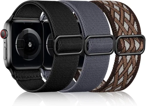 Vista 16 de DaQin Paquete de 3 bandas elásticas Solo Loop compatibles con Apple Watch para hombres de 49 mm, 46 mm, 45 mm, 44 mm, 42 mm, correa elástica