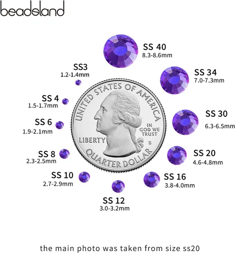 Vista 103 de Beadsland Hotfix - 1440 diamantes de imitación de cristal con parte trasera plana para manualidades, ropa, decoraciones de bricolaje, cristal AB