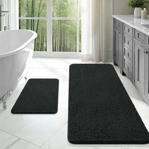 Vista 112 de OLANLY Juego de 2 alfombras de baño de felpilla suave y absorbente, antideslizantes, de secado rápido, lavables a máquina, accesorios de decoración