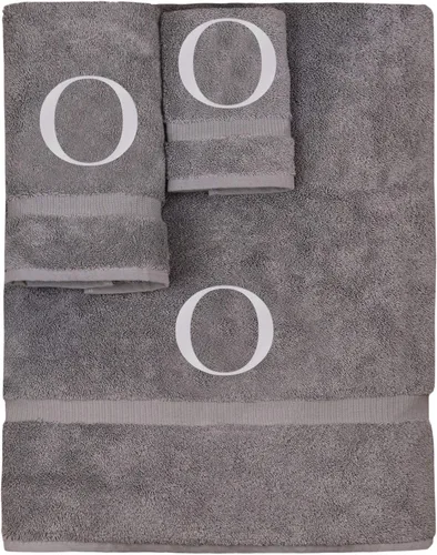 Vista 103 de Juego de toallas con monograma, regalo personalizado, juego de 3 - Letra de bloque dorada bordada en toalla - Extra absorbente 100% algodón turco