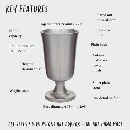 Vista 6 de Wentworth Pewter - Taza medieval de estaño para brindar, cáliz de peltre (cáliz)