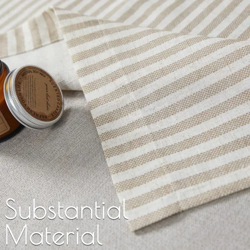 Vista 6 de Jinchan - Cenefa de Lino Rayado para Ventanas de 16 Pulgadas, Cortinas Oscuras para Pequeñas Ventanas, Cenefa de Doble Capa Estilo Granja para Sala