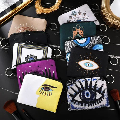 Vista 7 de 10 monederos pequeños, estilo bohemio, monedero, monedero, monedero, monedero con cremallera, para mujeres y niñas, Multicolorido