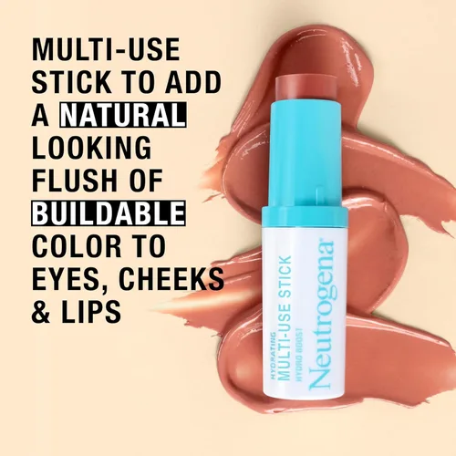Vista 3 de Neutrogena Hydro Boost - Barra de maquillaje hidratante multiusos con ácido hialurónico, suave bálsamo de maquillaje de color multiusos