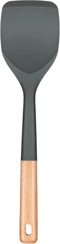 Vista 8 de Espátula de silicona antiadherente, borde flexible antiarañazos para sartenes, mango de madera cómodo antideslizante, resistente al calor, sin BPA
