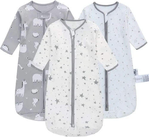 Vista 11 de Saco de dormir de manga larga, bolsa de dormir para bebé 100% algodón de 0-18 meses, manta vestible súper suave, saco de dormir para niños pequeños