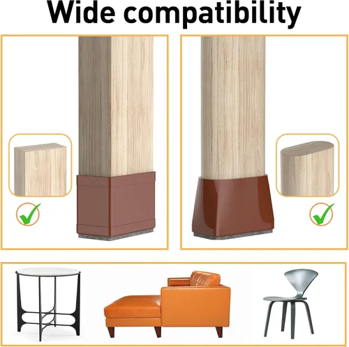 Vista 5 de CHWM - 16 protectores rectangulares de silicona y fieltro para las patas de las sillas, proteger baldosas de madera, evitar rayones y reducir