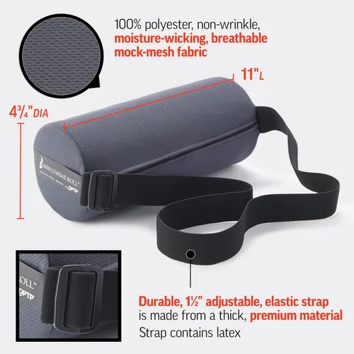 Vista 4 de OPTP El rollo lumbar original de McKenzie – Soporte lumbar bajo hecho en EE. UU. para respaldo de silla de oficina y asiento de coche. La almohada