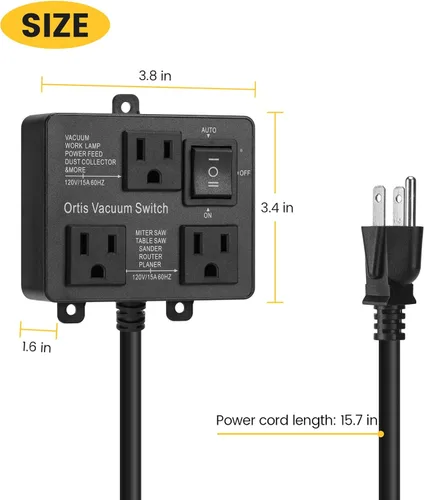 Vista 6 de Interruptor de vacío automático, interruptor de vacío Ortis para más herramientas eléctricas, retarda el encendido/apagado del vacío para evitar