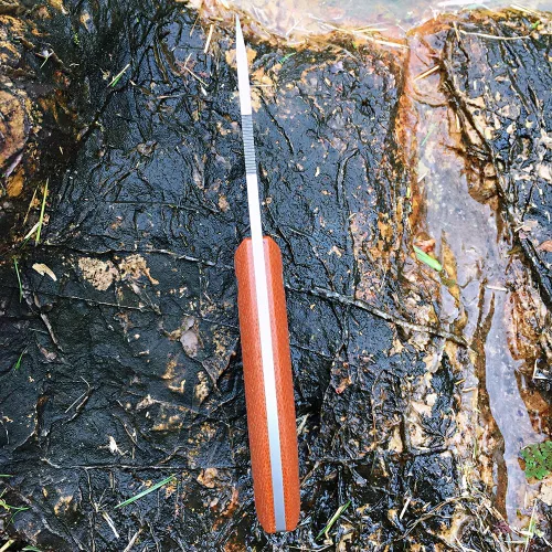 Vista 6 de Watchman WF220 EDC Cuchillo de hoja fija 14C28N Mango de micarta de acero con vainas Kydex para actividades al aire libre Camping (marrón)