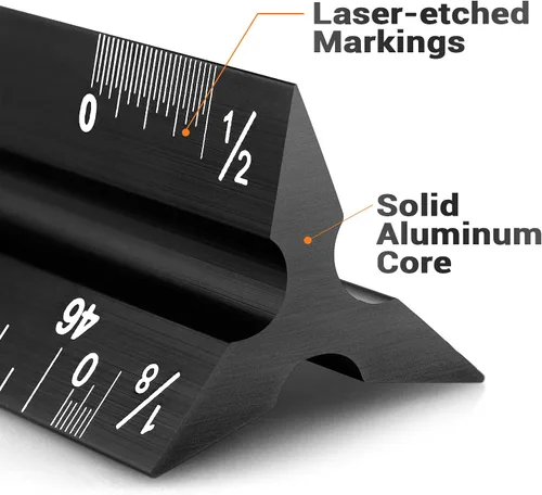 Vista 4 de Regla de escala arquitectónica de 12 pulgadas, regla de escala triangular de aluminio para arquitectos, dibujantes, estudiantes e ingenieros