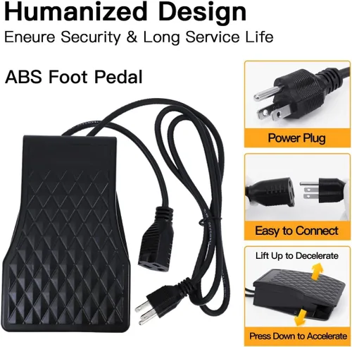 Vista 6 de Herramienta Rotatoria de Eje Flexible de 380W con Pedal de Pie de Velocidad Sin Escalones, Kit Tallador Amoladora Colgante de Metal Multifunción