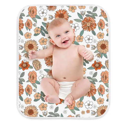 Vista 9 de Cambiador de pañales para bebé, tapete de cambio de dinosaurio, 3 capas, impermeable, plegable, absorbente, para mujeres, almohadillas reutilizables