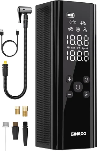 GOOLOO Compresor de aire portátil GT150, inflador de neumáticos, bomba de aire inalámbrica 4 veces más rápida de 150 PSI para neumáticos de