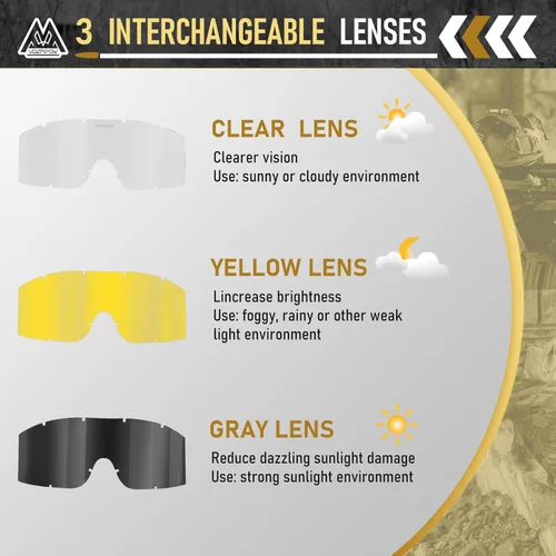 Vista 4 de Airsoft - Gafas de seguridad antivaho con certificación ANSI Z87.1, resistentes a los impactos, gafas de tiro tácticas