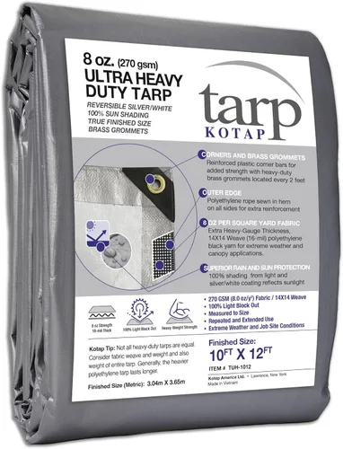 Vista 110 de Kotap TGS-0608 - Lona de polietileno reversible de 8 mil con protección UV, 6 pies X 8 pies, verde-plata