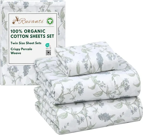 Vista 36 de RUVANTI - Juego de sábanas individual XL, 100% algodón orgánico, percal, certificado GOTS, 3 piezas, bolsillo profundo de 15 pulgadas, frescas