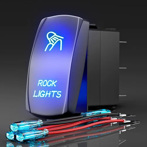 Vista 12 de Interruptor basculante con luz LED de barra, interruptor de palanca grabado con láser ENCENDIDO/APAGADO SPST de 5 pines 12V 24V cables de puente