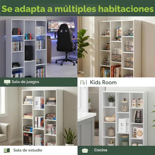 Vista 8 de Furinno - Estantería con 1 gabinete con puerta serie Luder, color blanco