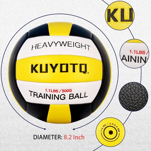 Vista 6 de 1.1lbs/500g Weighted Heavy Volleyball For Setters Serve Trainer Setter Weighted Volleyball Training Equipment Size 5 Thickened Surface Soft Leather