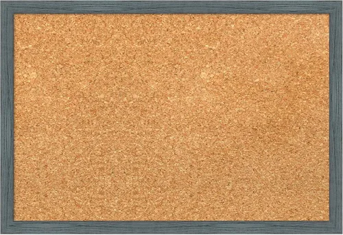 Amanti Art Natural Cork Board for Wall, 13x19 Vision Board with Blue Wood Frame, Small Corkboard Office Decor for Home Organization, Country Rustic