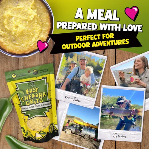 Vista 3 de FishSki Provisions, sémola de maíz amarillo jalapeño con queso cheddar + Chile verde Hatch + ajo, bolsas de 6 onzas, paquete de 2