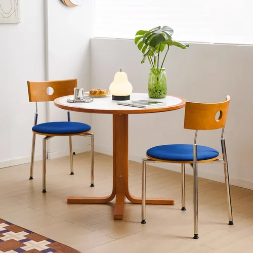 Vista 3 de Stackable Dining Chairs Set, Kitchen Chair with Curved Backrest, Upholstered Living Room Chair, Occasional Seat Dining Room Chairs with Metal