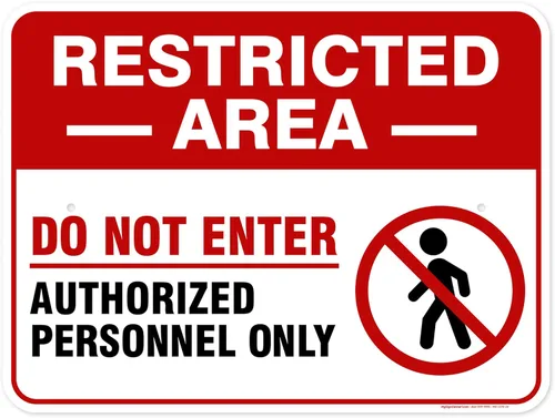 Vista 9 de Señal de área restringida de no entrar solo personal autorizado, (MS-1278) 10 x 7 pulgadas, aluminio 040 libre de óxido, resistente a