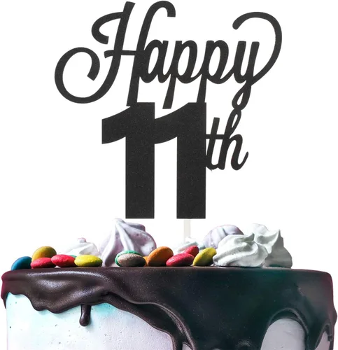 Vista 112 de LINGTEER - Decoración para pastel con texto "Happy Birthday 100", color negro
