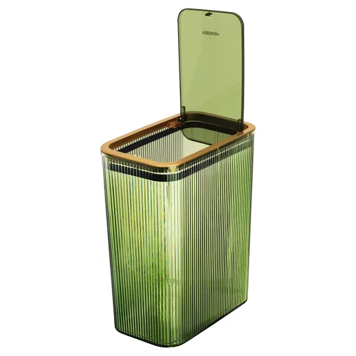 Vista 10 de Bote de basura transparente, cubos de basura de baño con tapas, bote de basura de 3.5 galones para dormitorio, oficina, cesta de basura delgada