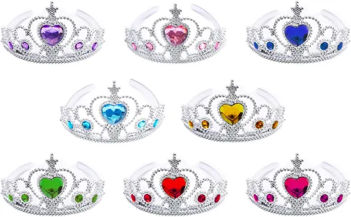 Vista 5 de S & E TEACHER'S EDITION Juego de corona de tiaras de 16 piezas, disfraz de princesa, regalos de fiesta de cumpleaños, accesorios para cumpleaños
